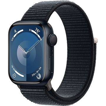 Apple Watch Series 9 41 mm Tmavo atramentový hliník s tmavo atramentovým prevliekacím športovým remienkom