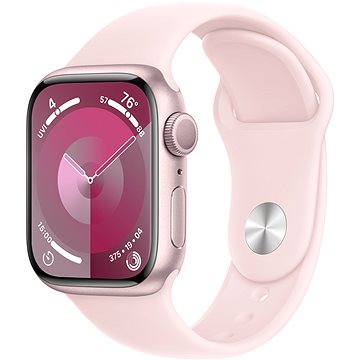 Apple Watch Series 9 41 mm Ružový hliník so svetlo ružovým športovým remienkom – M/L