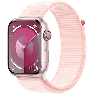 Apple Watch Series 9 45 mm Cellular Ružový hliník so svetlo ružovým prevliekacím športovým remienkom