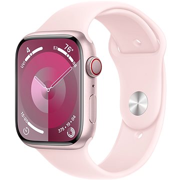 Apple Watch Series 9 45 mm Cellular Ružový hliník so svetlo ružovým športovým remienkom – M/L