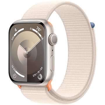 Apple Watch Series 9 45 mm Hviezdno biely hliník s hviezdno bielym prevliekacím športovým remienkom