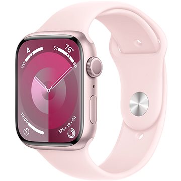 Apple Watch Series 9 45 mm Ružový hliník so svetlo ružovým športovým remienkom – S/M