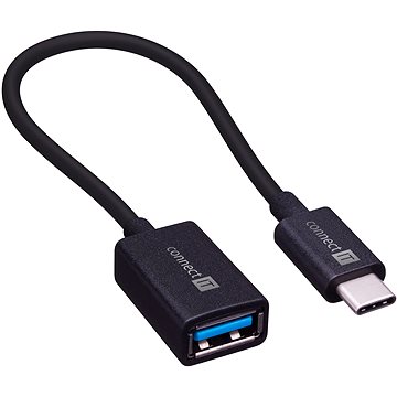 CONNECT IT Wirez USB-A to USB-C, 15 cm, čierny - Dátový kábel