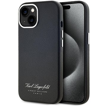 Karl Lagerfeld Grained PU Hotel RSG Zadný Kryt na iPhone 15 Black