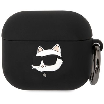 Karl Lagerfeld 3D Logo NFT Choupette Head Silikónové Puzdro na Airpods 3 Black