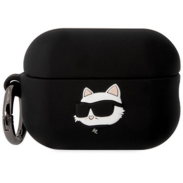 Karl Lagerfeld 3D Logo NFT Choupette Head Silikónové Puzdro na Airpods Pro 2 Black