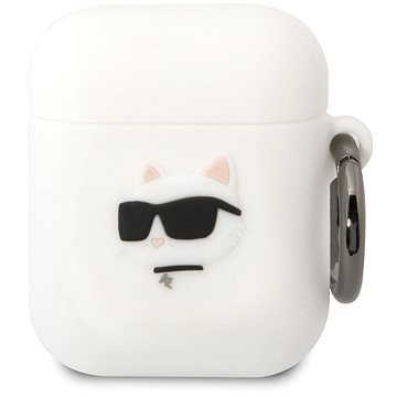 Karl Lagerfeld 3D Logo NFT Choupette Head Silikónové Puzdro na Airpods 1/2 White