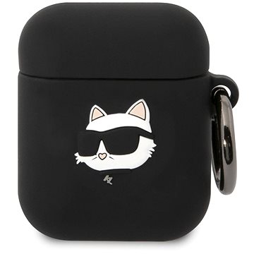 Karl Lagerfeld 3D Logo NFT Choupette Head Silikónové Puzdro na Airpods 1/2 Black