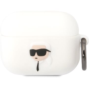 Karl Lagerfeld 3D Logo NFT Karl Head Silikónové Puzdro na Airpods Pro White