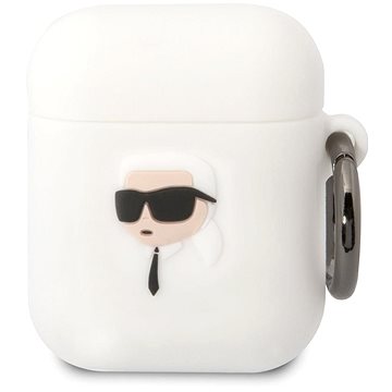 Karl Lagerfeld 3D Logo NFT Karl Head Silikónové Puzdro na Airpods 1/2 White