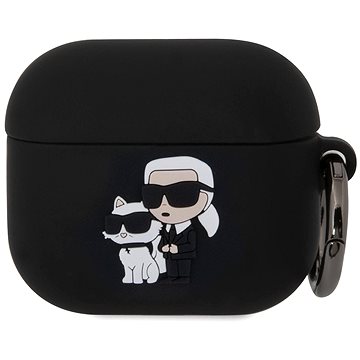 Karl Lagerfeld 3D Logo NFT Karl and Choupette Silikónové puzdro na AirPods 3 Black