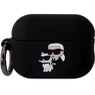 Karl Lagerfeld 3D Logo NFT Karl and Choupette Silikónové Puzdro na AirPods Pro 2 Black