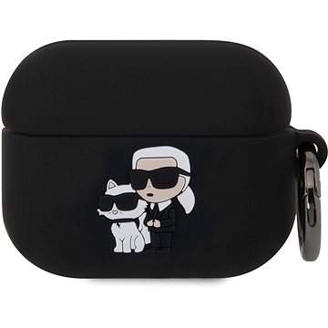 Karl Lagerfeld 3D Logo NFT Karl and Choupette Silikónové Puzdro na AirPods Pro Black