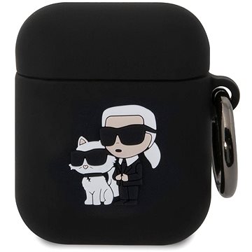 Karl Lagerfeld 3D Logo NFT Karl and Choupette Silikónové Puzdro na AirPods 1/2 Black