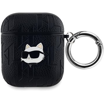 Karl Lagerfeld PU Embossed Choupette Head Puzdro na AirPods 1/2 Black