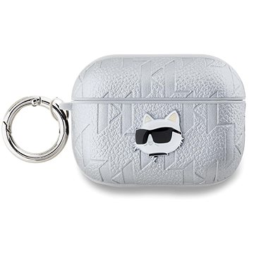 Karl Lagerfeld PU Embossed Choupette Head Puzdro na AirPods Pro 2 Silver