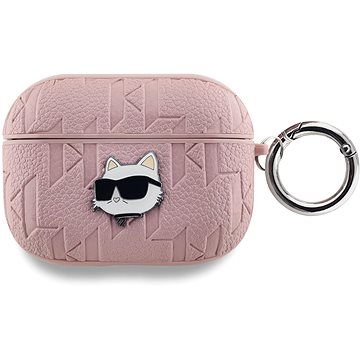 Karl Lagerfeld PU Embossed Choupette Head Puzdro na AirPods Pro Pink