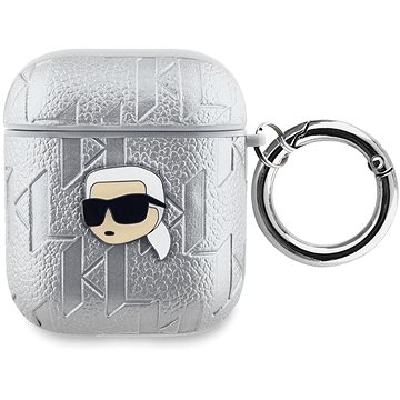 Karl Lagerfeld PU Embossed Karl Head Puzdro na AirPods 1/2 Silver