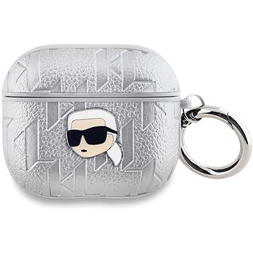 Karl Lagerfeld PU Embossed Karl Head Puzdro na AirPods 3 Silver