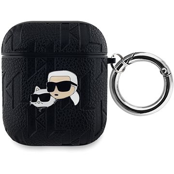 Karl Lagerfeld PU Embossed Karl and Choupette Heads Puzdro pre AirPods 1/2 Black