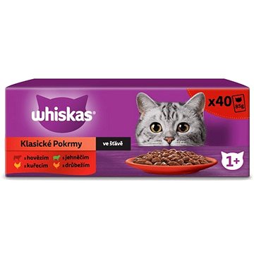 Whiskas kapsičky klasický výber v šťave pre dospelé mačky 40 × 85 g