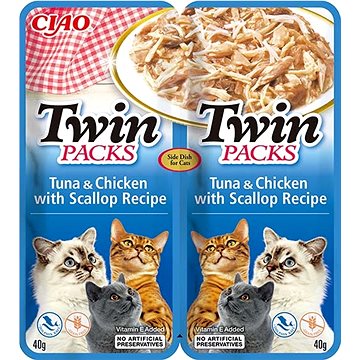 Ciao Churu Cat Twin Packs Tuniak, kura a hrebenatka vo vývare 2× 40 g