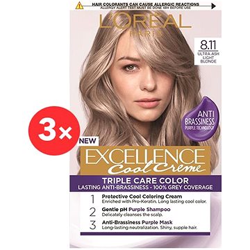 ĽORÉAL PARIS Excellence Cool Creme , Ultra Ash Blonde, 3× - Hair Dye |  