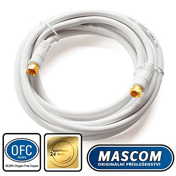 Mascom koaxiálny kábel 7676-030W, konektory F 3m - Koaxiálny kábel