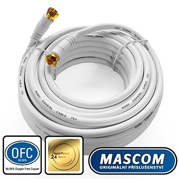 Mascom koaxiálny kábel 7676-100W, konektory F 10 m - Koaxiálny kábel