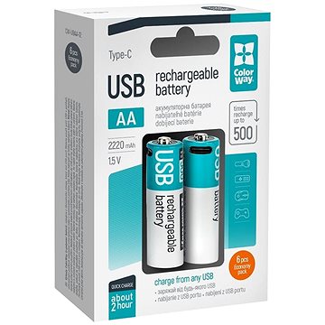 ColorWay AA 2200 mAh USB-C 6 ks