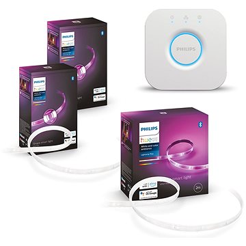 Hue Lightstrip Plus V4 EMEA 2m base kit + 2x Hue Lightstrip Plus V4 EMEA 1m ext + Philips HUE Bridge