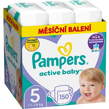 PAMPERS Active Baby veľkosť 5 Junior (150 ks) – mesačné balenie