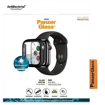 PanzerGlass Full Protection pre Apple Watch 4/5/6/SE 40 mm (čierny rámček)