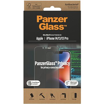 PanzerGlass Privacy Apple iPhone 14/13/13 Pro s instalačným rámčekom