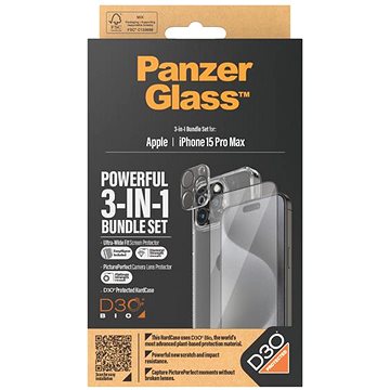 PanzerGlass Bundle 3 v 1 Apple iPhone 15 Pro Max (PG sklo + HardCase D30 + Camera Protector)