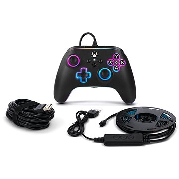 PowerA Advantage Wired Controller – Xbox Series X|S with Lumectra + RGB LED Strip – Black