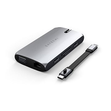 Satechi USB-C On the go Multiport adaptér (1× USB-C PD charging, 1× G.Ethernet, 1× 4K HDMI, 1× VGA)