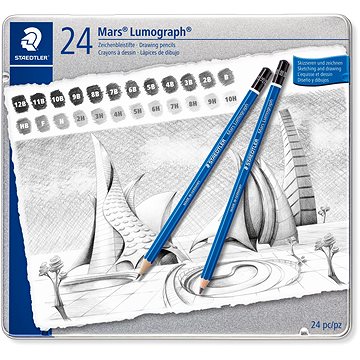 STAEDTLER Mars Lumograph, šesťhranná – súprava 24 tvrdostí