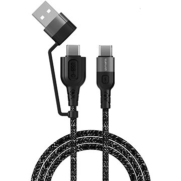 4smarts USB-A and USB-C to USB-C Cable ComboCord CA 1,5 m fabric monochrome - Dátový kábel