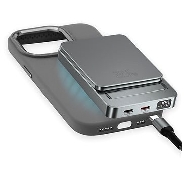 4smarts Wireless OneStyle with MagSafe compatible case for Apple iPhone 15 Plus, 5000 mAh, gray