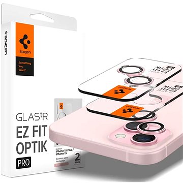 Spigen Glass tR EZ Fit Optik Pro 2 Pack Pink iPhone 15/15 Plus/14/14 Plus