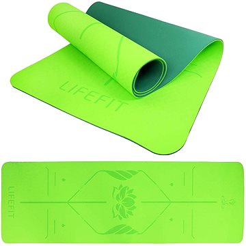 LIFEFIT YOGA MAT LOTOS DUO, 183 × 58 × 0,6 cm, zelená