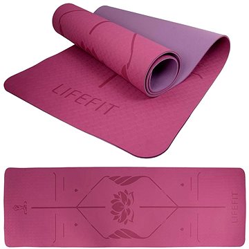 LIFEFIT YOGA MAT LOTOS DUO, 183 × 58 × 0,6 cm, bordó