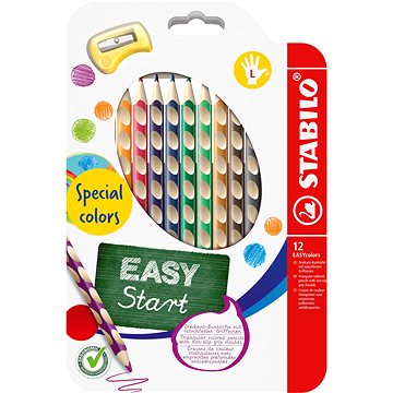 STABILO EASYcolors pre ľavákov, špeciálne farby – súprava 12 farieb so strúhadlom