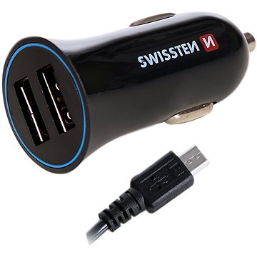 Swissten adaptér 2,4 A + kábel micro USB 1,5 m - Nabíjačka do auta
