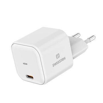 Swissten sieťový adaptér GaN 1× USB-C 45 W Power Delivery biely