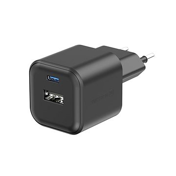 Swissten sieťový adaptér GaN 1× USB-C 20 W PD + 1× USB-A 18 W QC čierny