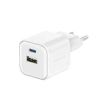 Swissten sieťový adaptér GaN 1× USB-C 35 W PD + 1× USB-A 27 W QC biely