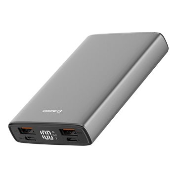 Swissten Aluminum Power Bank 10000 mAh 20 W Power Delivery sivá