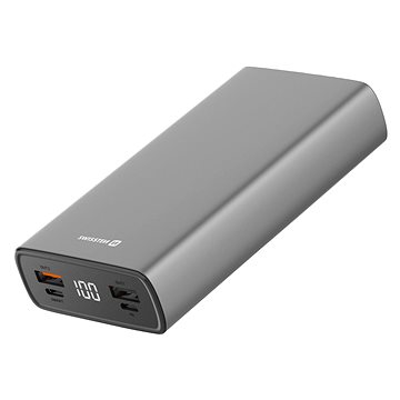 Swissten Aluminum Power Bank 20000 mAh 20 W Power Delivery sivá